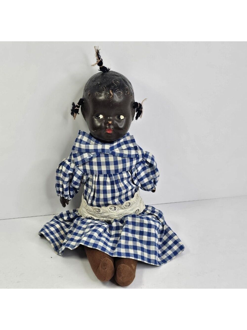 Vintage Reliable Doll Co Canada Black Composition Cloth Body Doll 15” Rare